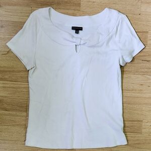 Rafaella White Fitted Cut Out Short Sleeve Tee
